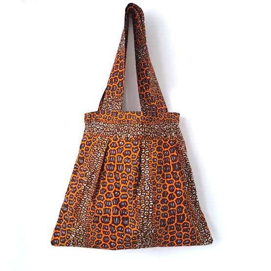 Orange and Brown Ankara tote